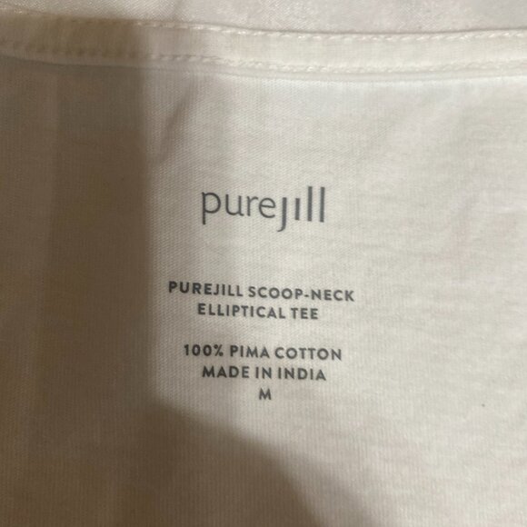 Pure Jill Scoop-Neck EllipticalTee 214141 M Cotton White T-Shirt - Picture 2 of 4